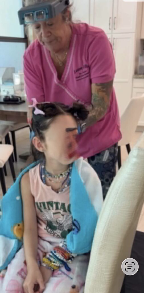 Professional manual head lice removal and head check by Louse Calls serving Orlando and Kissimmee Florida